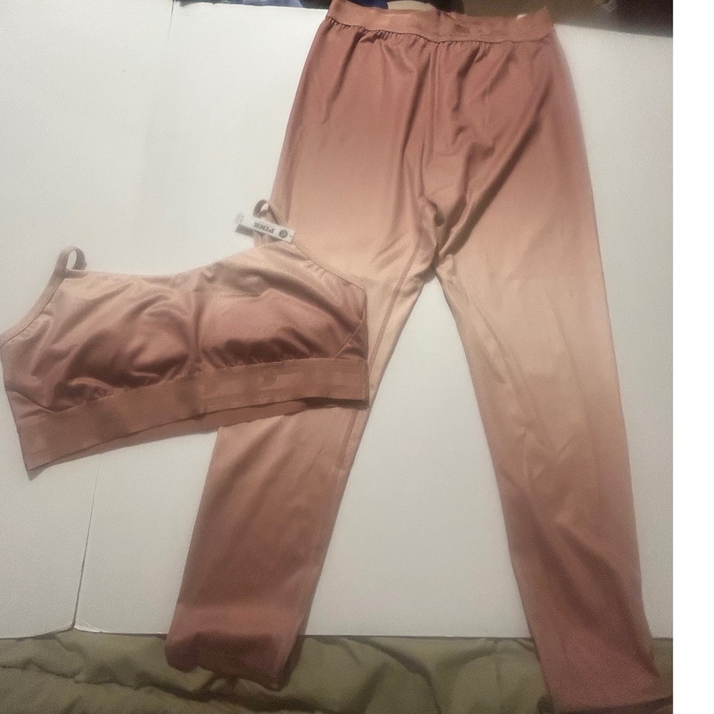 Victoria's Secret PINK Ultimate Leggings Sports Bra Set Mauve Ombre XXL NEW